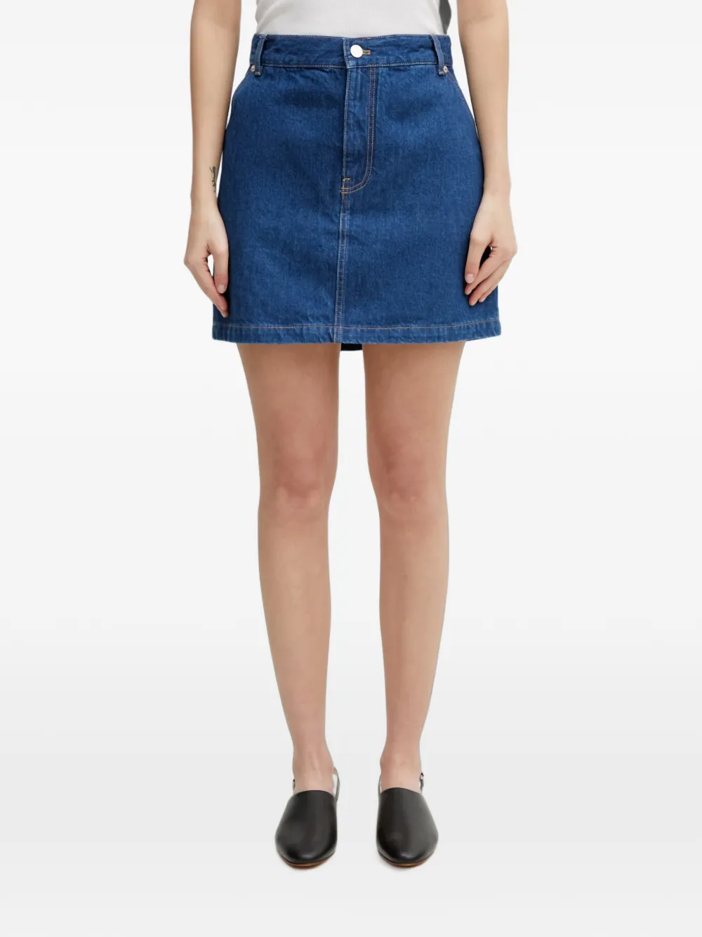 Maison Kitsuné logo-patch mini skirt - Blau