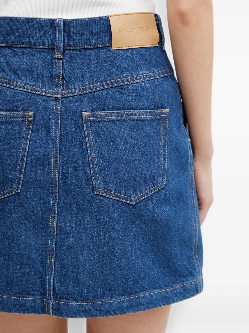 Maison Kitsuné Mini-rok met logopatch Blauw