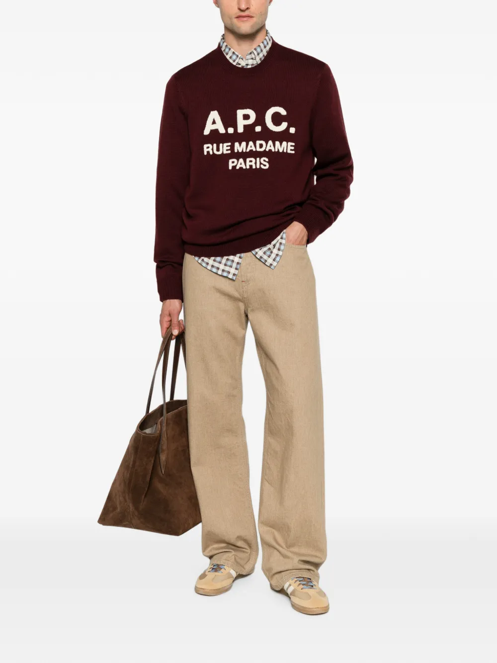 A.P.C. Rue Madame Paris wollen trui met logo-detail Rood