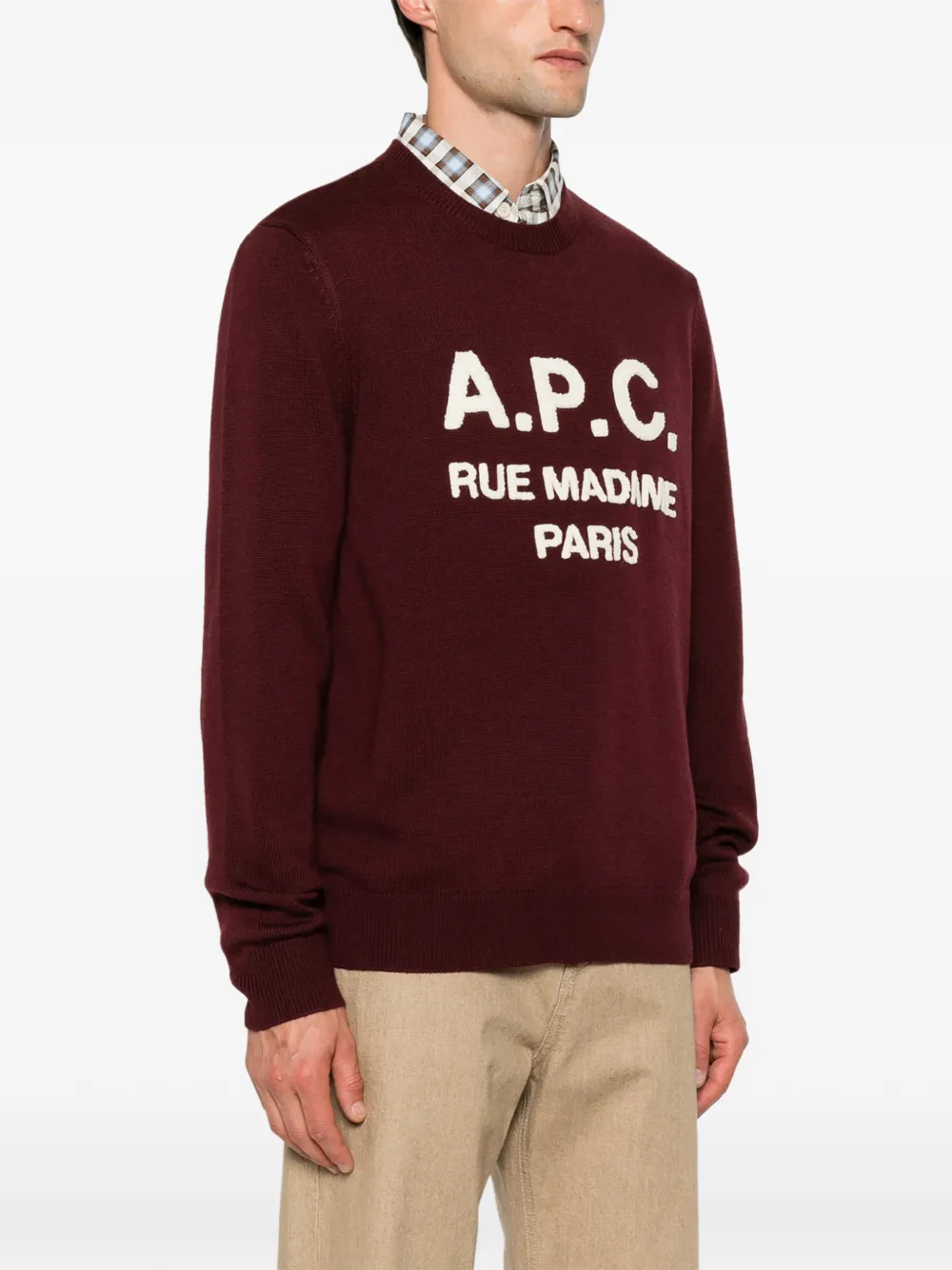 A.P.C. Rue Madame Paris wollen trui met logo-detail Rood