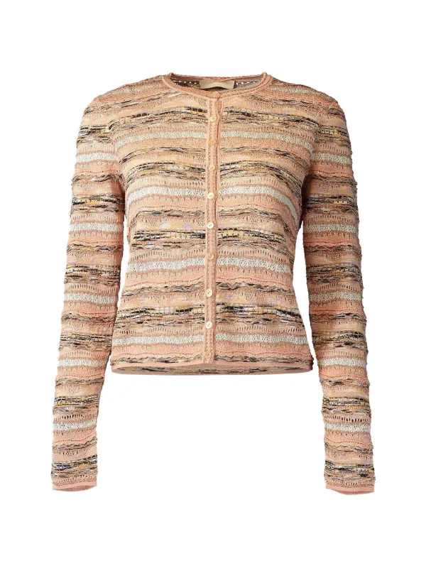 Ulla Johnson Mia Horizontal-stripe Cardigan in Pink