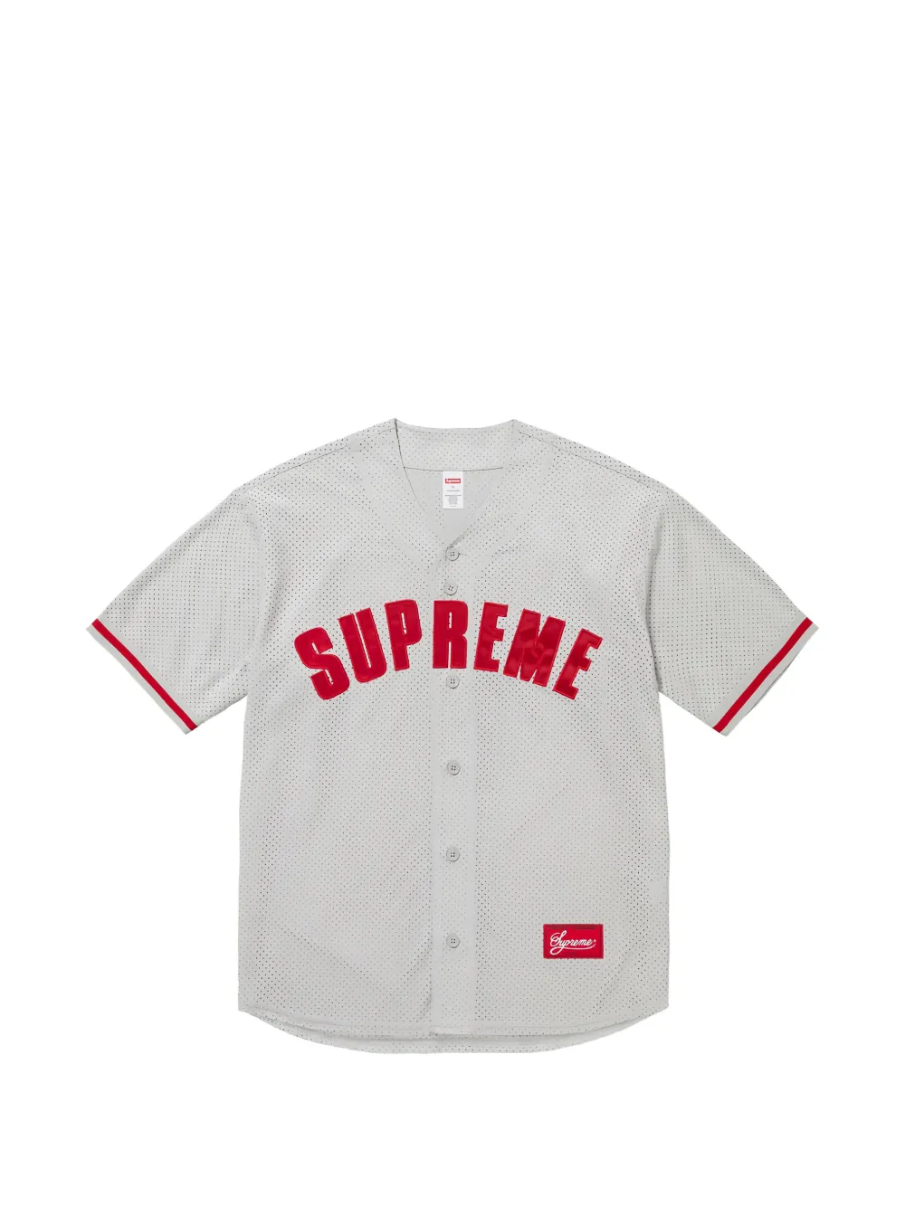 Supreme mesh logo-appliqué baseball jersey - Grigio