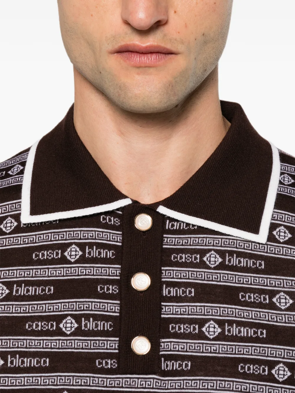 Casablanca Gebreid poloshirt met logo en lange mouwen Bruin