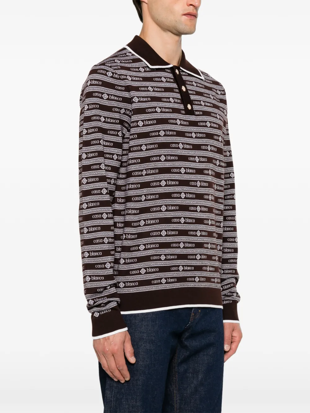 Casablanca Gebreid poloshirt met logo en lange mouwen Bruin