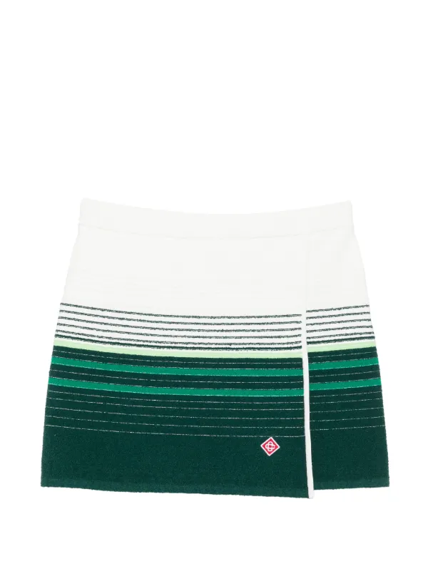 Casablanca Striped Wrap-front Mini Skirt in Green