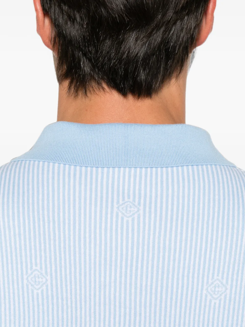 Casablanca Gebreid poloshirt met krijtstreep en korte mouwen Blauw