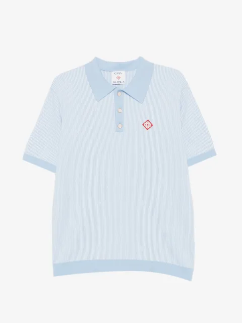 Casablanca monogram-jacquard striped polo shirt