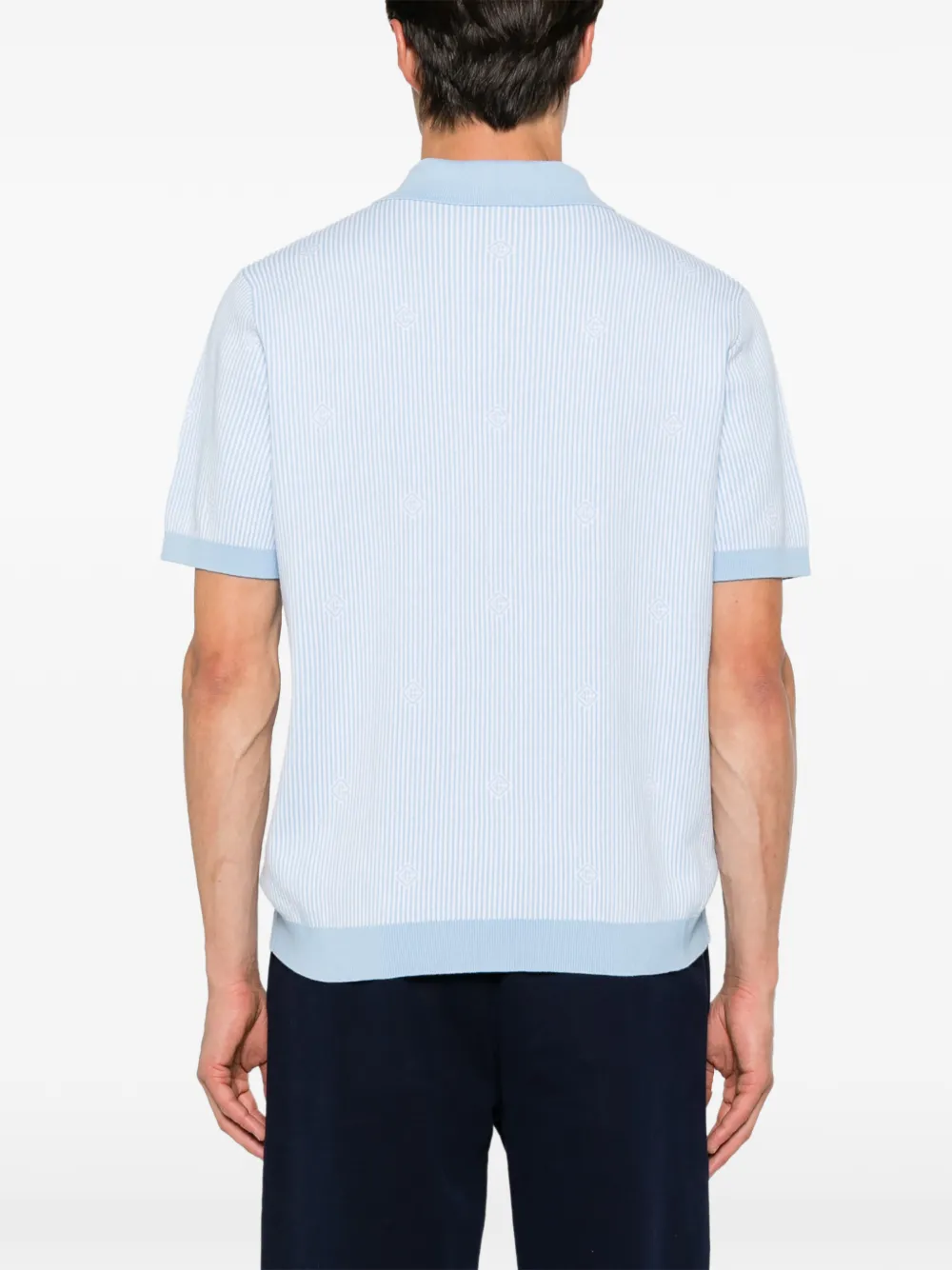 Casablanca Gebreid poloshirt met krijtstreep en korte mouwen Blauw