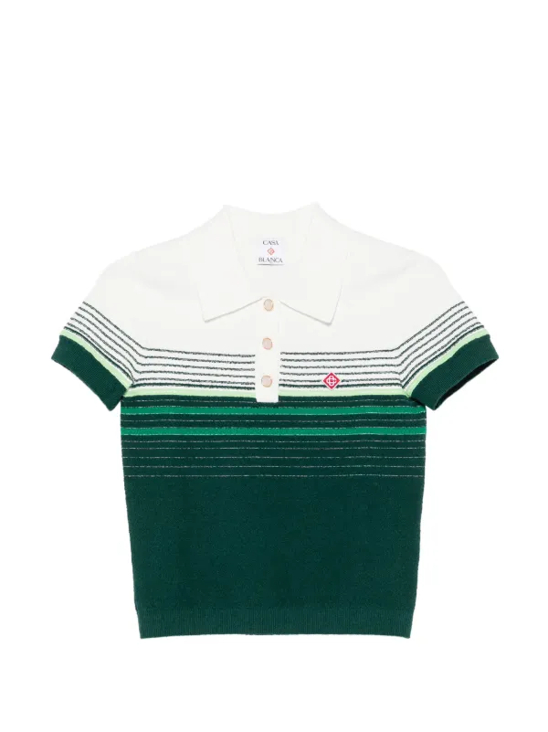 Casablanca Striped Short-sleeve Polo Shirt in Green