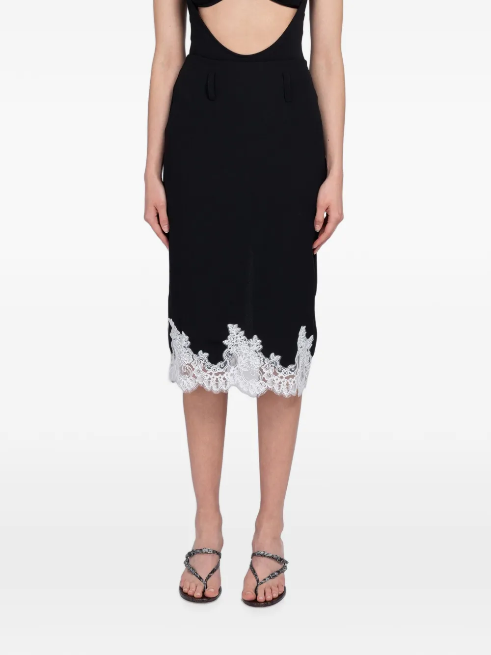 Beaufille mid Miuccia lace-trim skirt - Schwarz