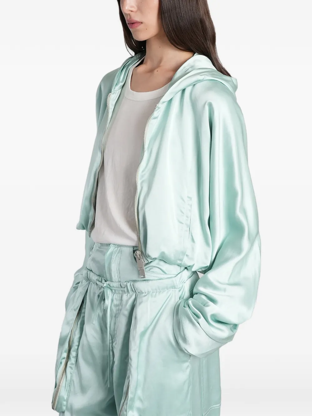  B1archive Chaqueta Con Capucha De Satén - Verde 