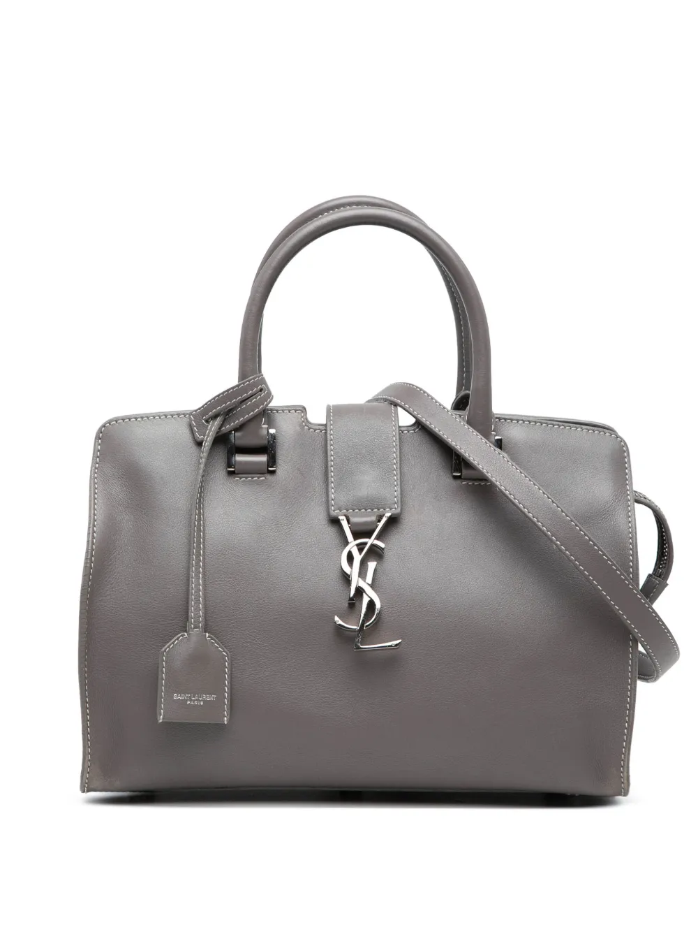 Saint Laurent Pre-Owned Borsa a tracolla Baby Downtown Cabas in pelle con monogramma 2018 - Grigio