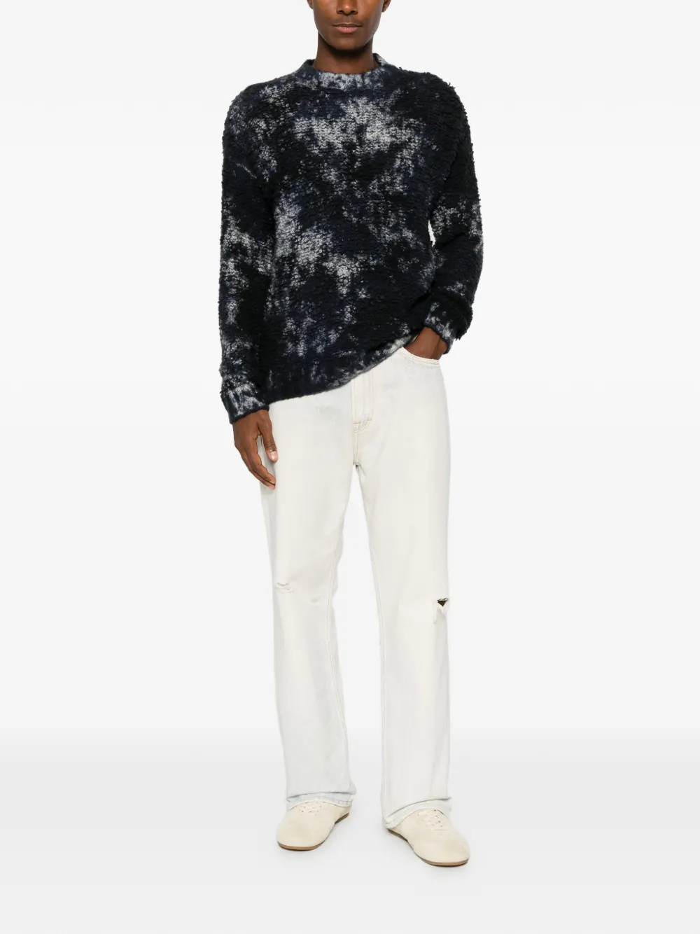 Avant Toi Bouclé gebreide trui met tie-dye print Blauw