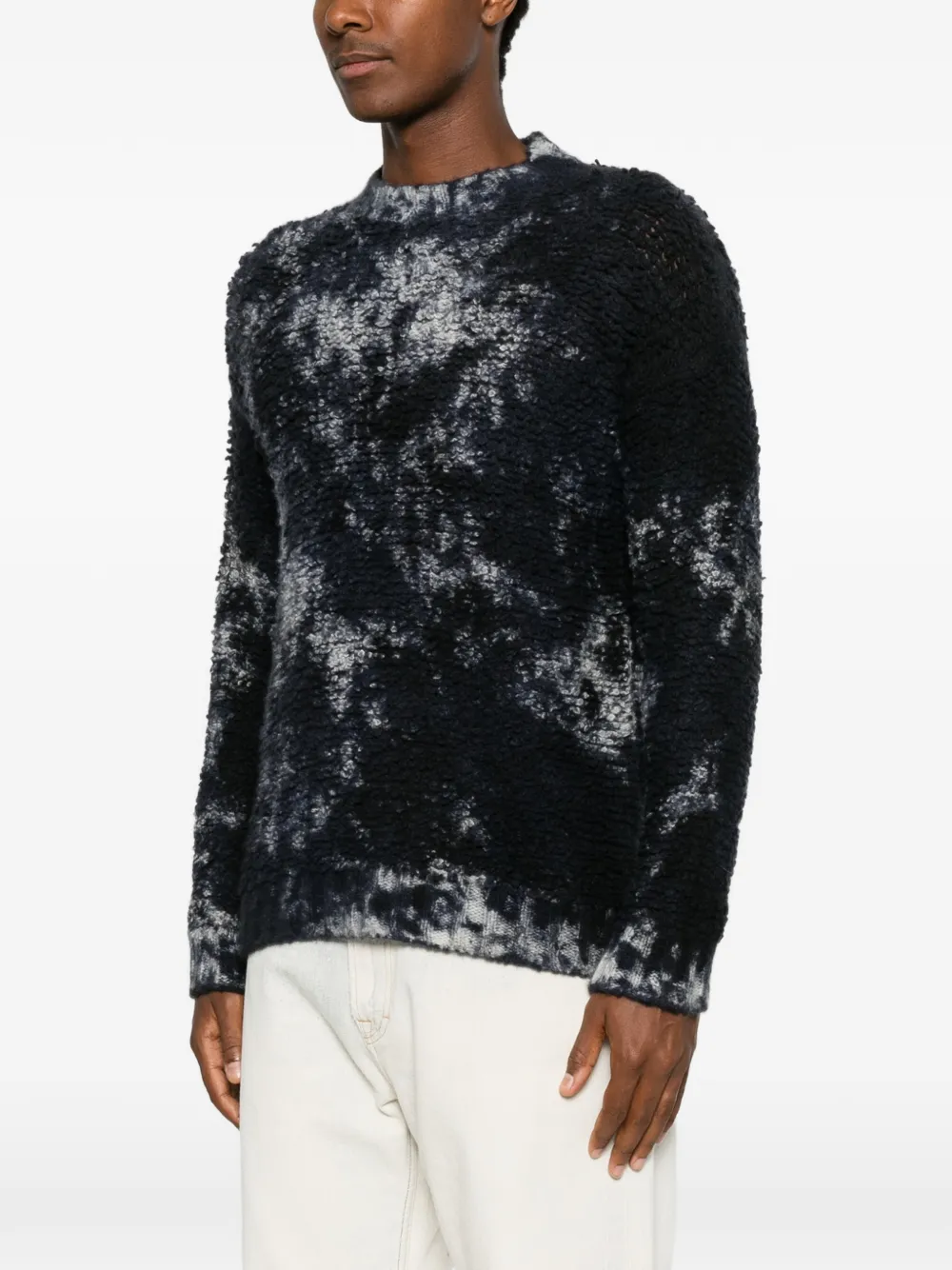 Avant Toi Bouclé gebreide trui met tie-dye print Blauw