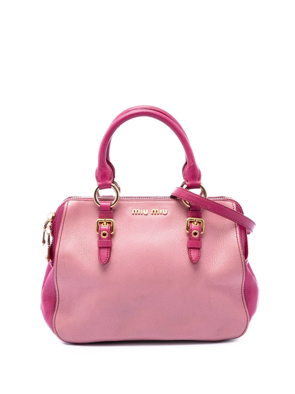 Miu Miu Pre-Owned 2010-2026 Bicolor Goatskin Madras Bowler Bag satchel - Rosa
