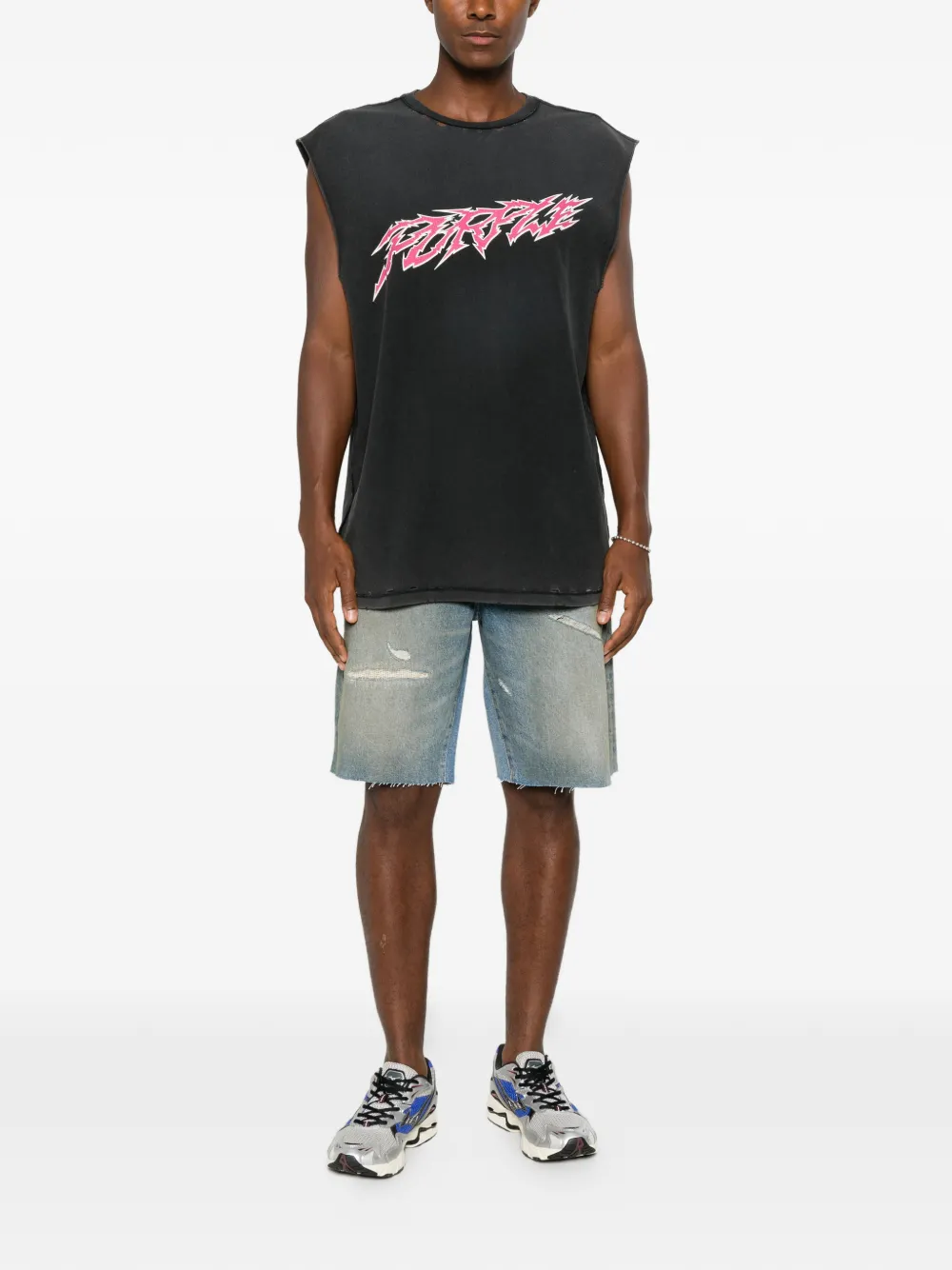 Purple Brand T-shirt met grafische print Grijs