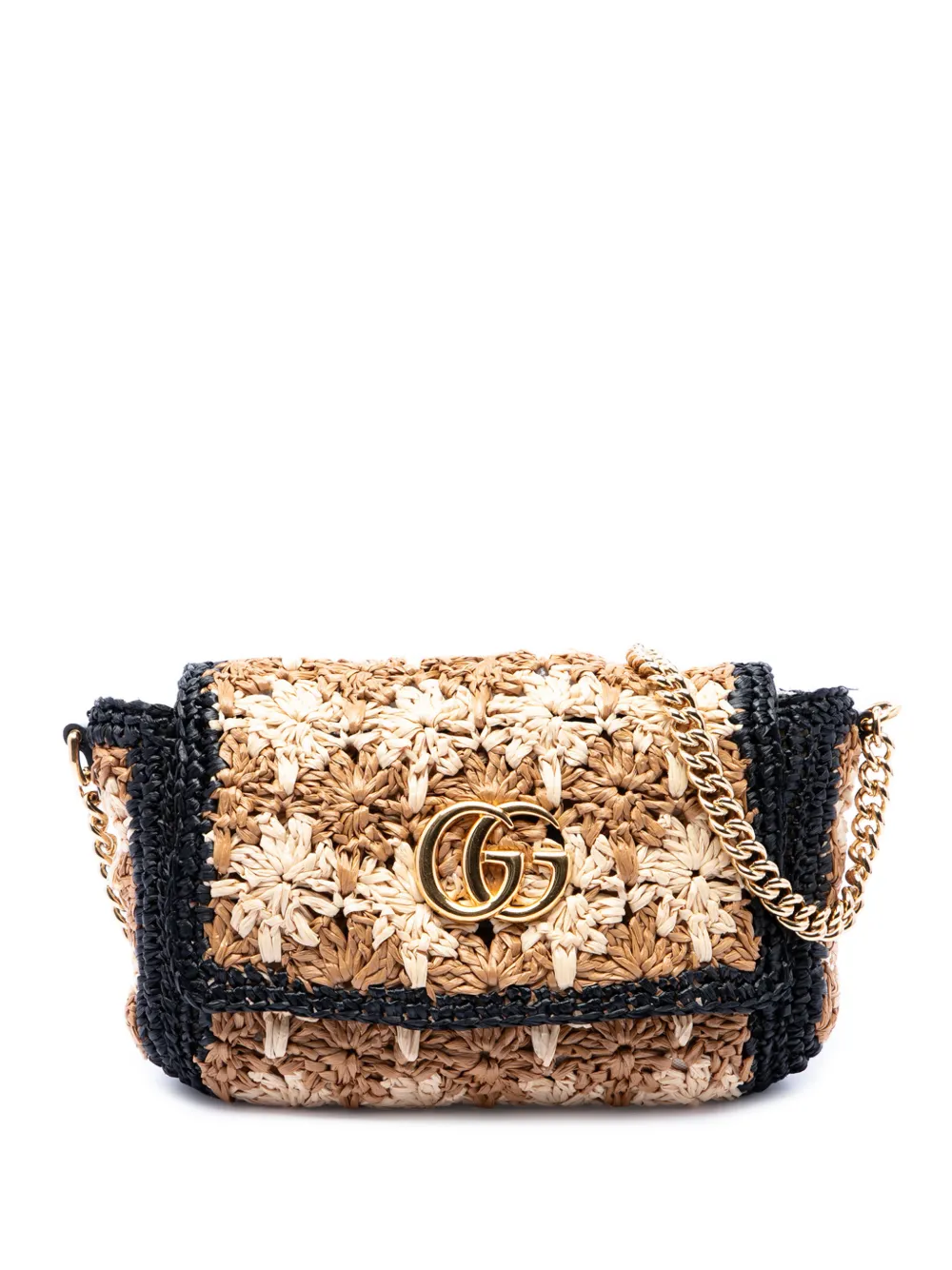 Gucci Pre-Owned 2016-2026 Small GG Marmont Raffia crossbody bag - Toni neutri