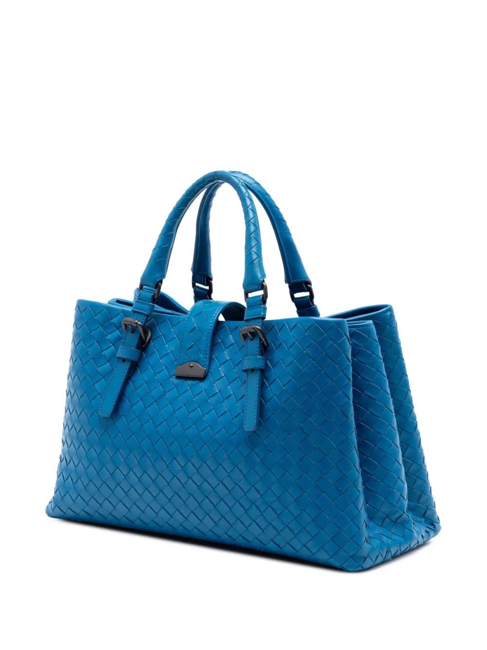  Bottega Veneta Pre-owned Borsa A Tracolla Roma Piccola In Nappa Con Motivo Intrecciato 2012-2026 - Blu 
