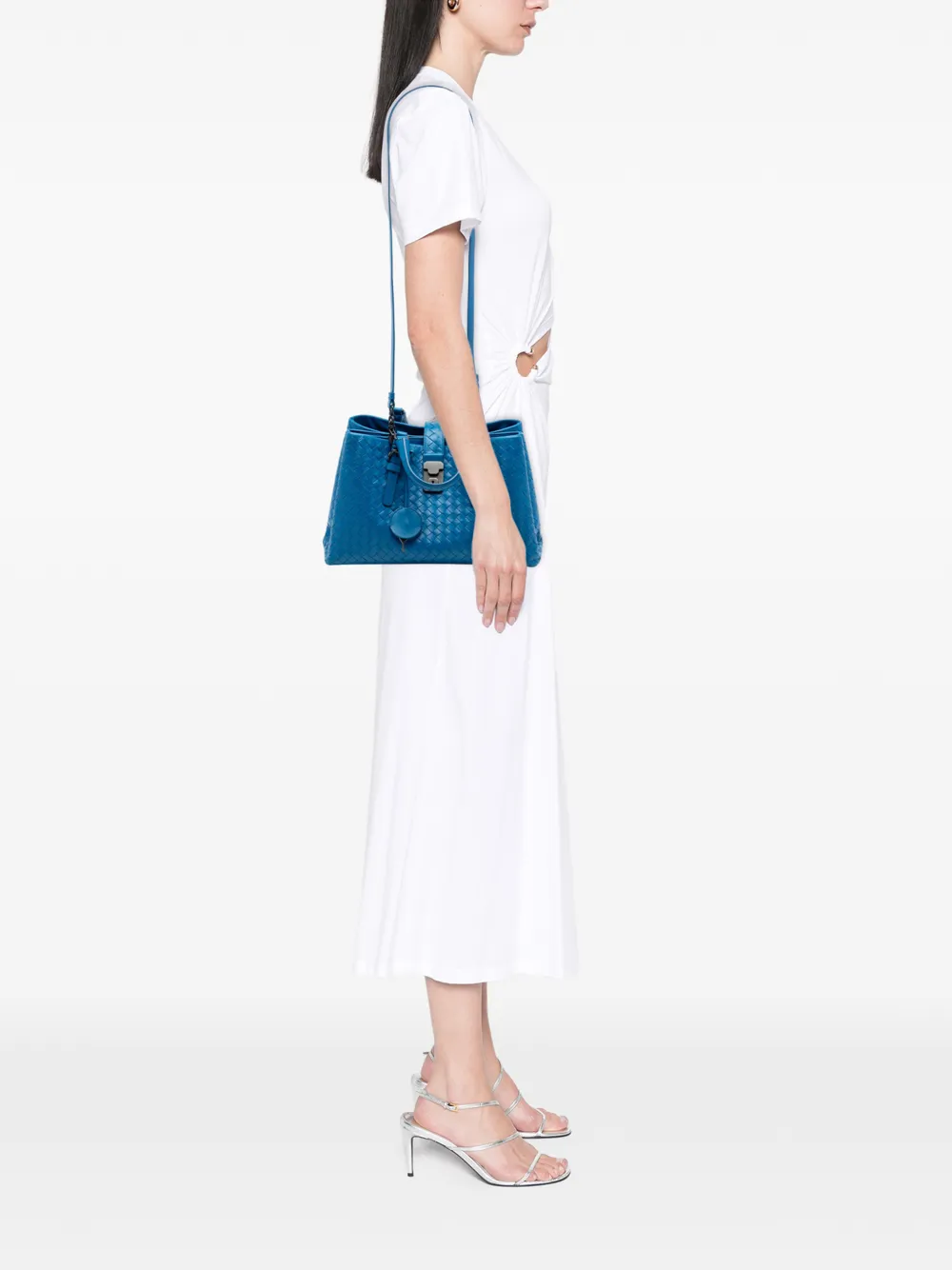 Bottega Veneta Pre-owned Borsa A Tracolla Roma Piccola In Nappa Con Motivo Intrecciato 2012-2026 - Blu 