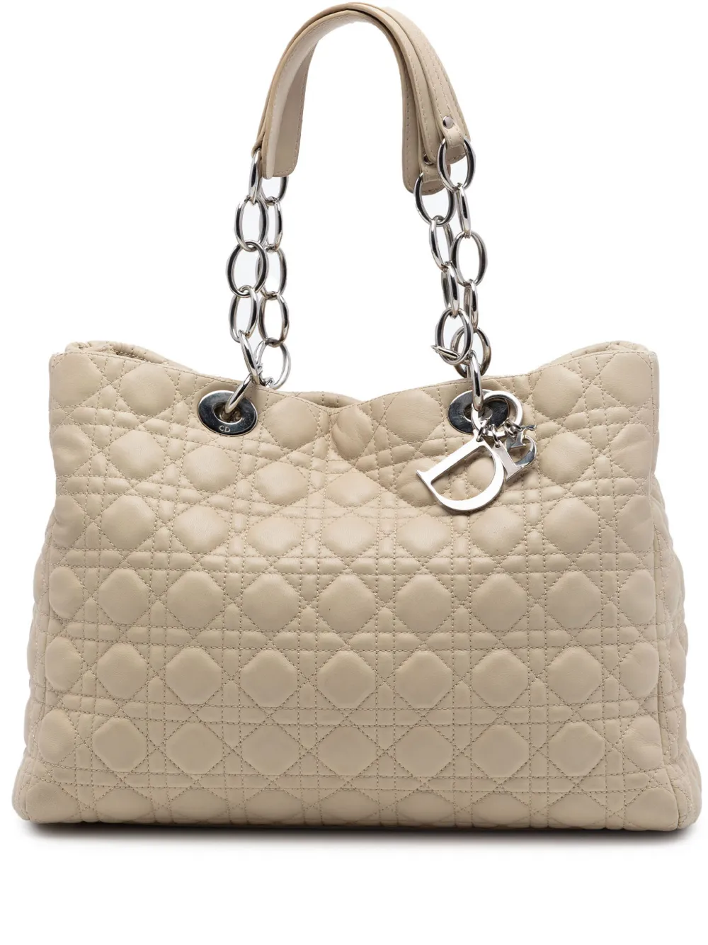 Christian Dior Pre-Owned 2012 Large Lambskin Cannage Lady Dior Soft Shopping tote bag - Toni neutri