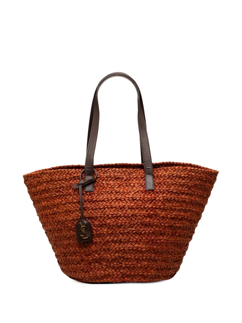 Saint Laurent Pre-Owned 2021 Medium Raffia Panier Basket Shopper tote bag - Marrone