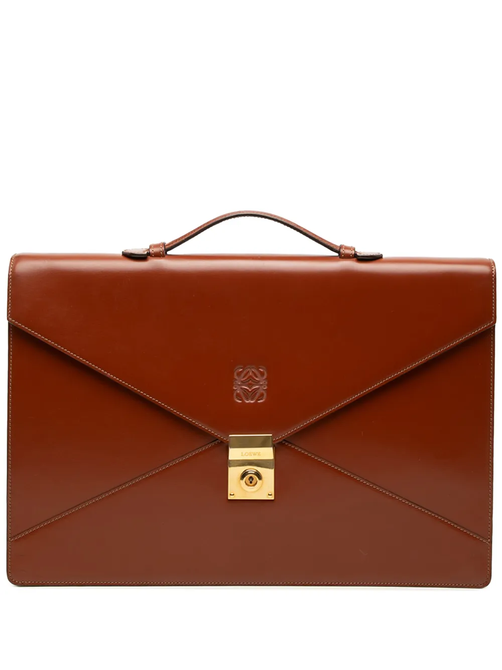 Loewe Pre-Owned 2010 Leather Anagram business bag - Marrone