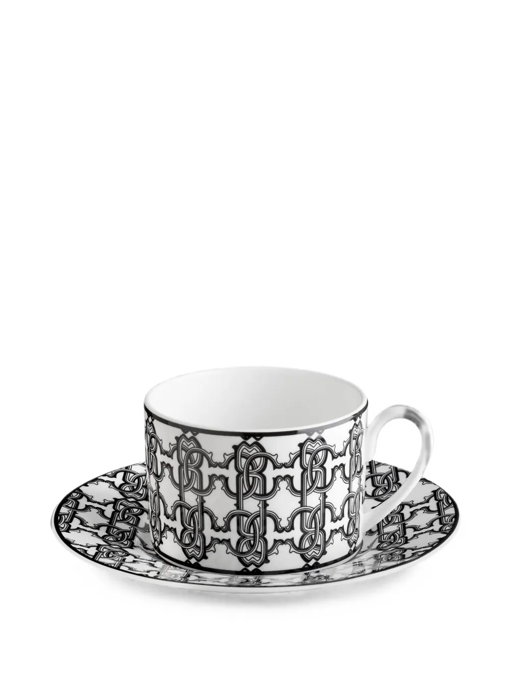 Roberto Cavalli Home monogram-print tea cup set - Bianco