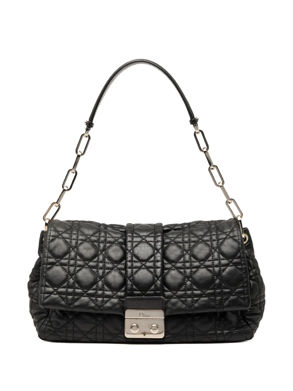 Christian Dior Pre-Owned 2010 Lambskin Cannage New Lock shoulder bag - Nero
