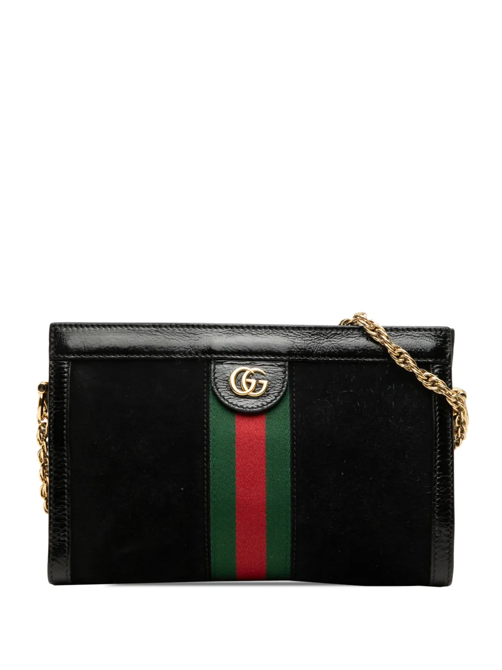 Gucci Pre-Owned 2016-2026 Small Suede Web Ophidia Chain crossbody bag - Nero