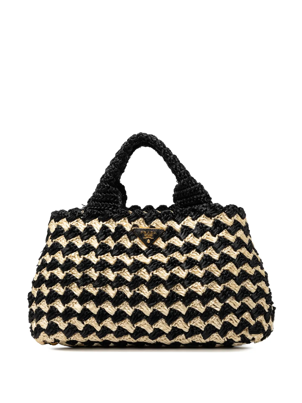 Prada Pre-Owned 2013-2026 Small Woven Raffia Canapa Logo satchel - Nero