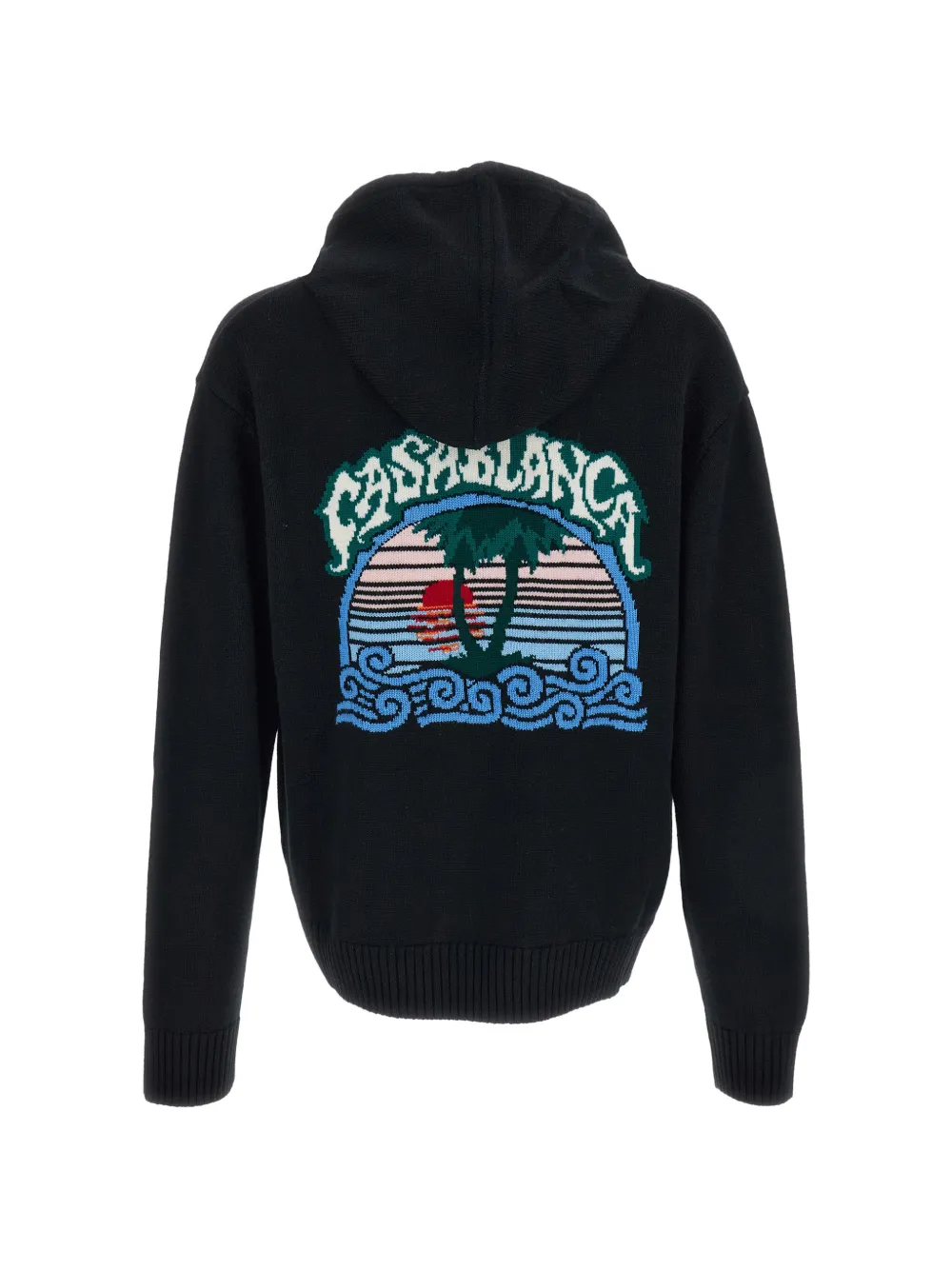 Casablanca logo-patch zip-up hoodie Zwart