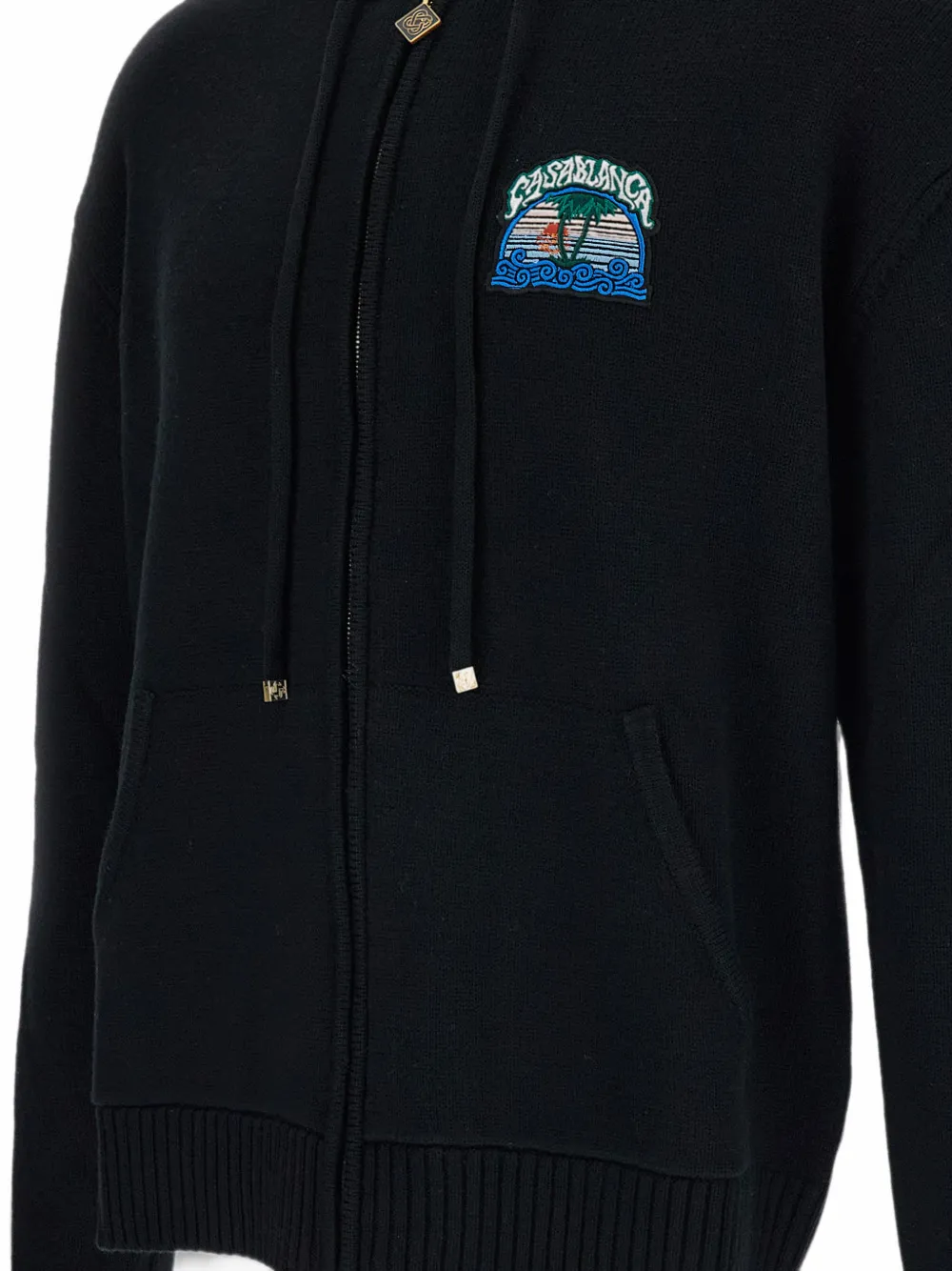 Casablanca logo-patch zip-up hoodie Zwart