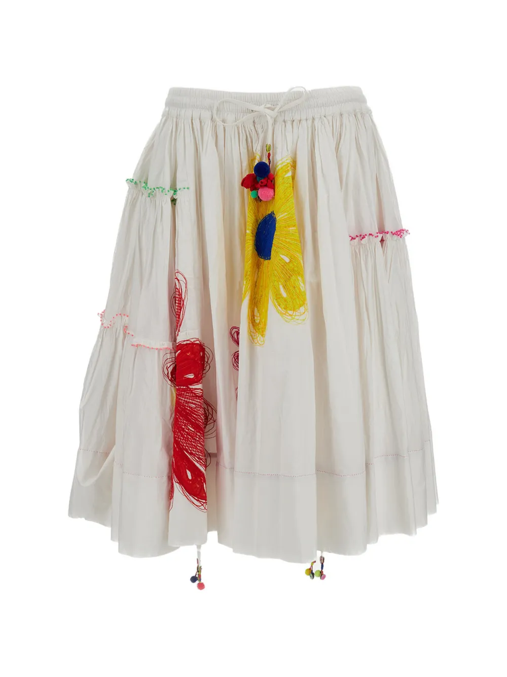 Pero floral-applique tiered midi skirt - Weiß