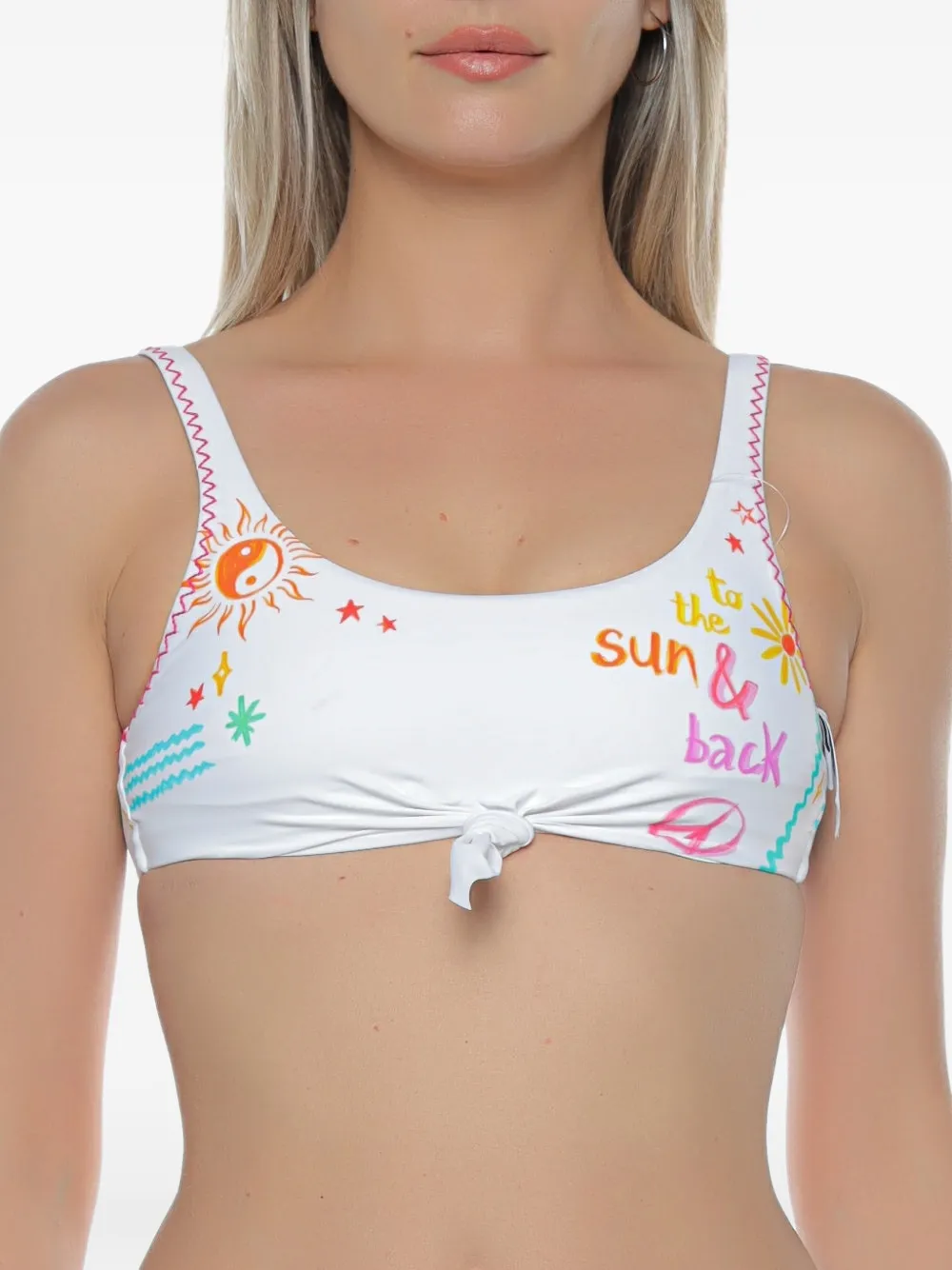 BANANA MOON graphic-print knot-detail bikini top - Bianco
