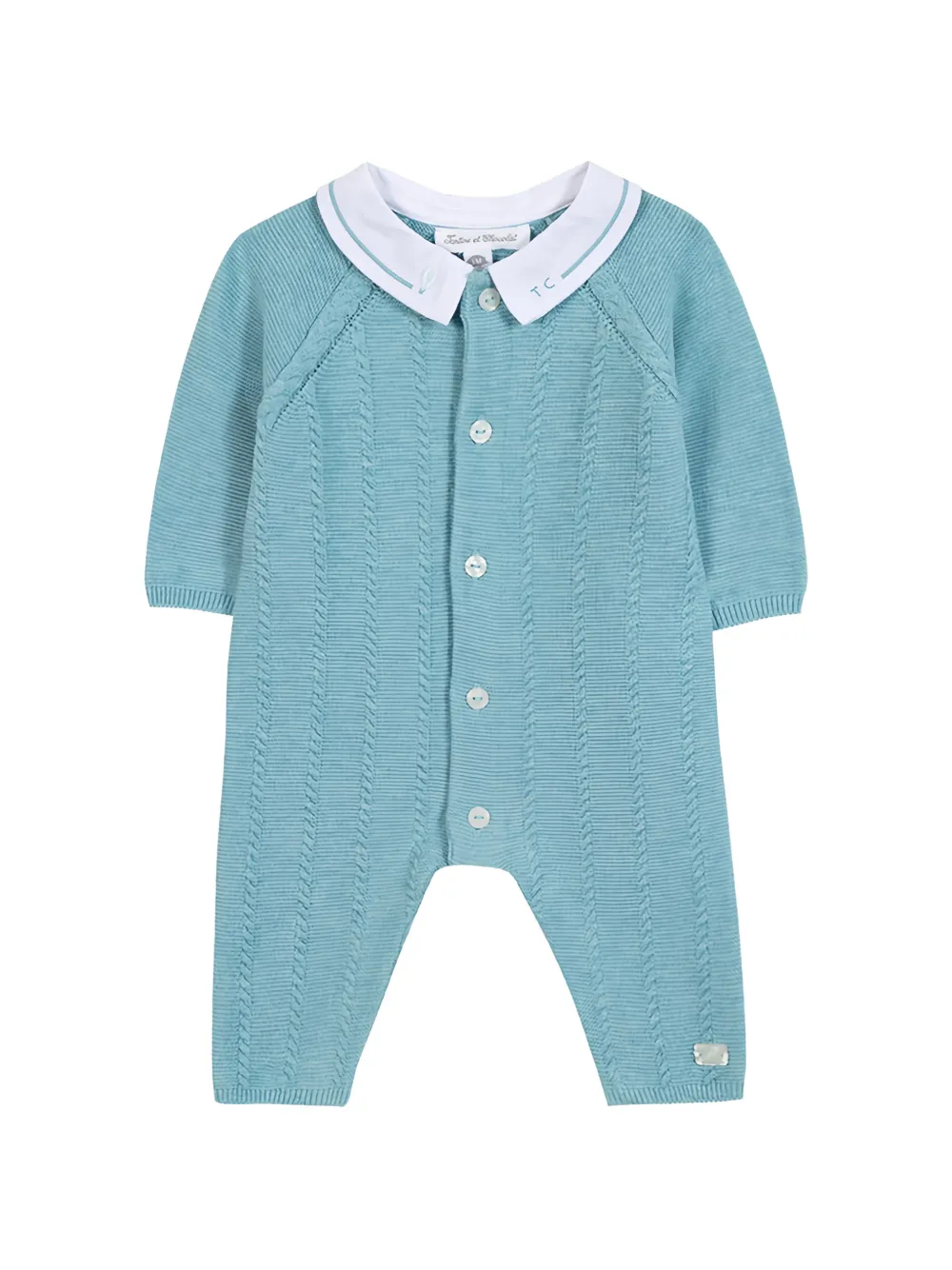 Tartine Et Chocolat cable-knit cotton romper - Blu