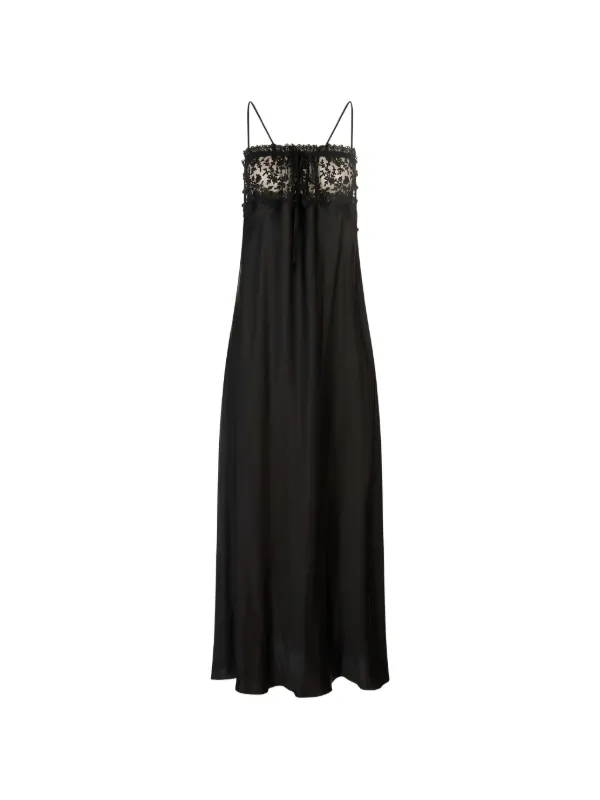 chloe maxi slip dress Chloe Lace-Ruffle Silk Crepe De Chine Maxi Slip Dress