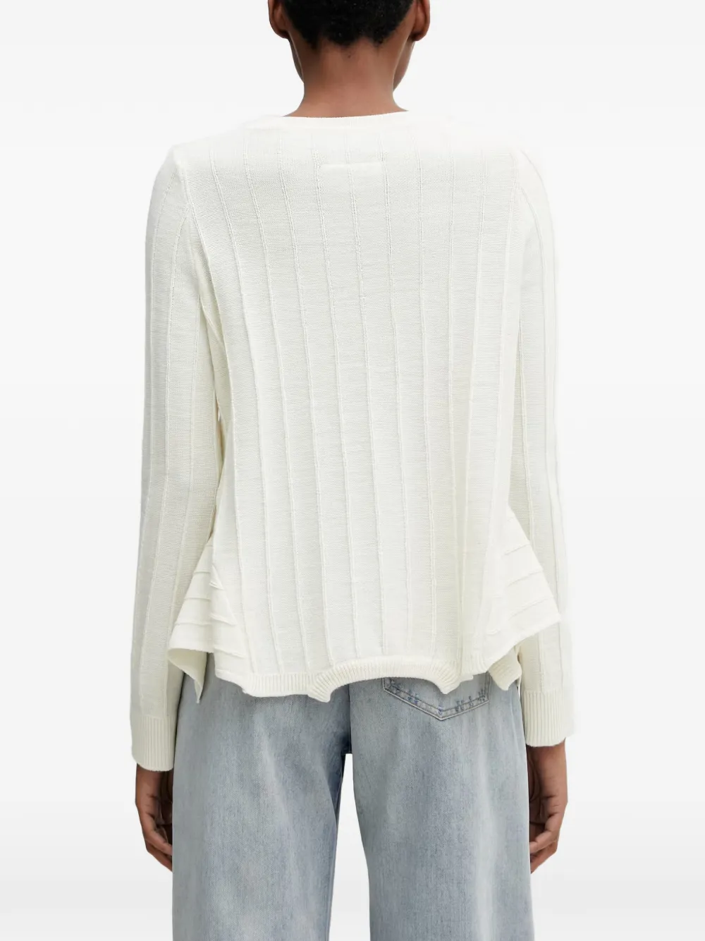 MM6 Maison Margiela Geribbelde trui met peplum afwerking Beige