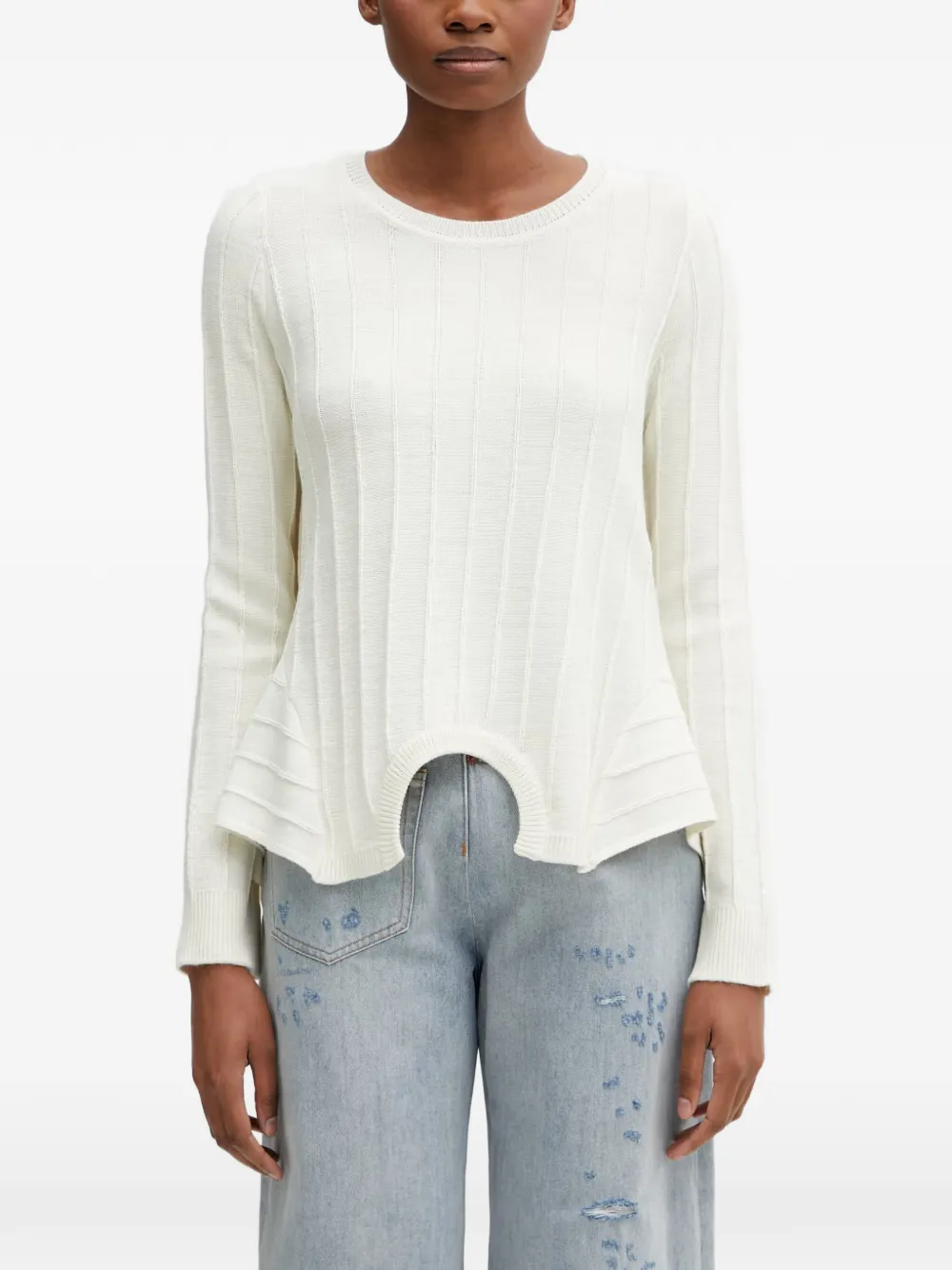 MM6 Maison Margiela ribbed peplum-hem sweater - Neutrals