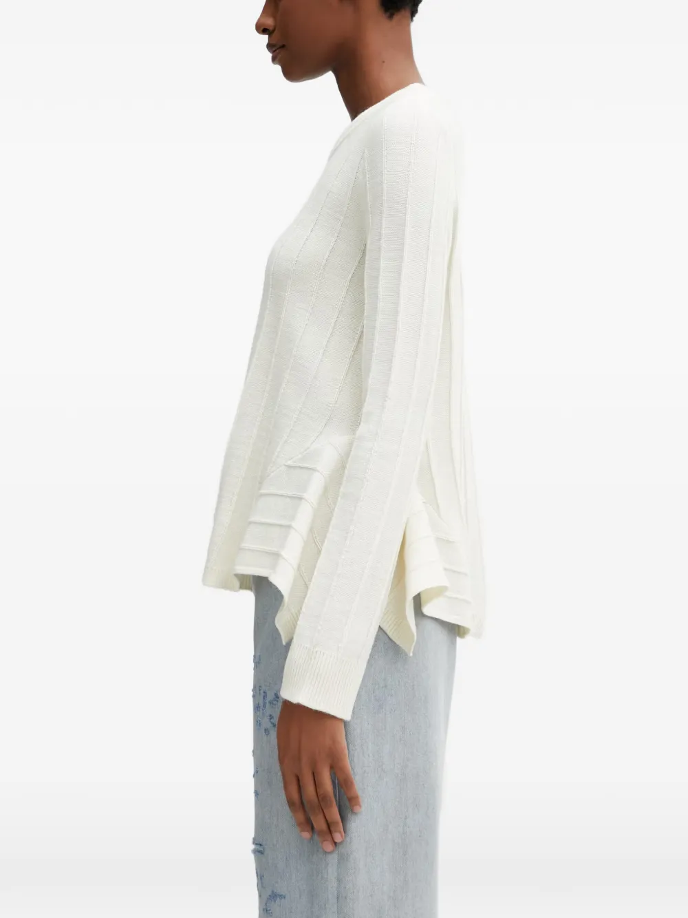 MM6 Maison Margiela Geribbelde trui met peplum afwerking Beige