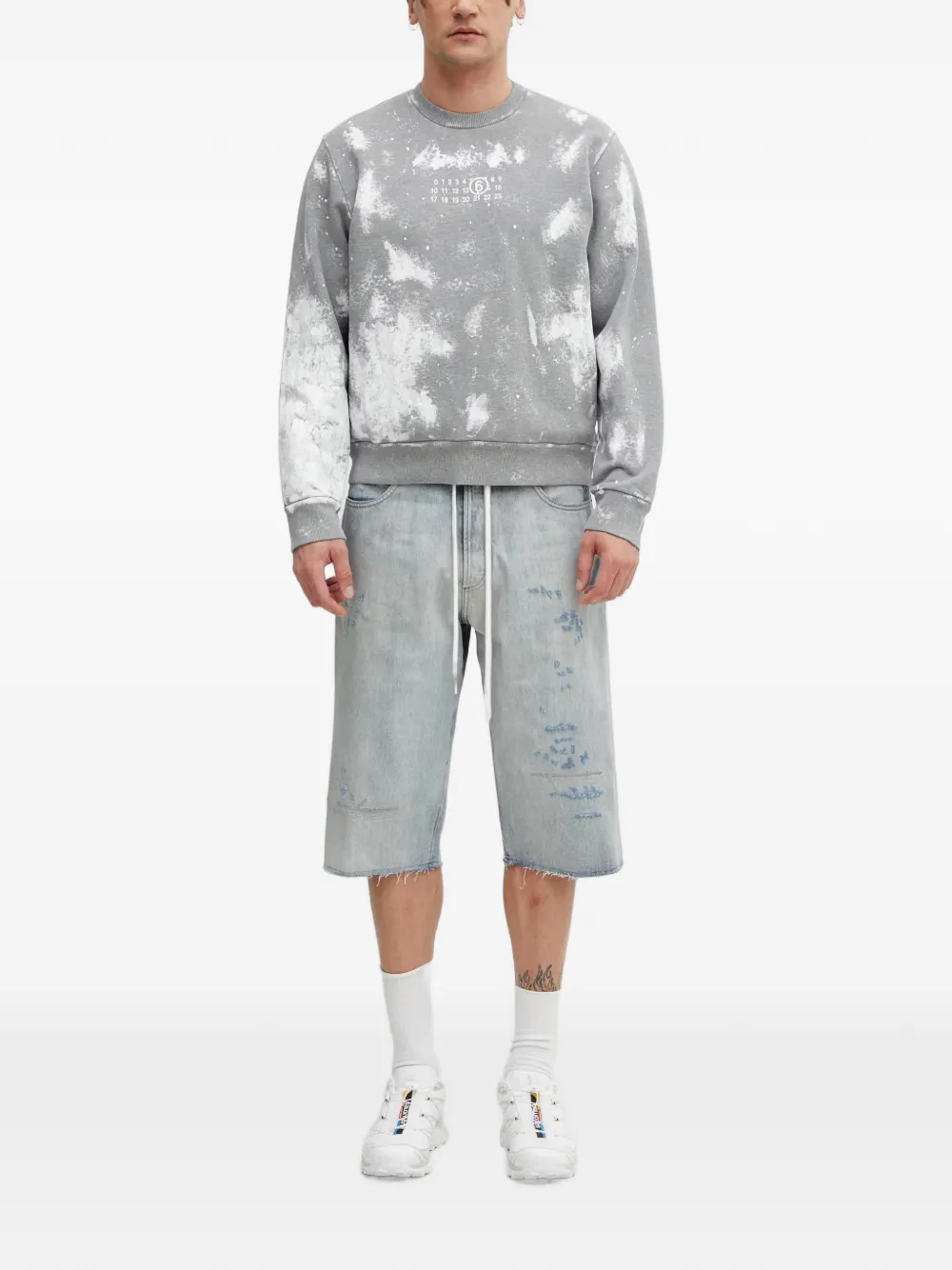 MM6 Maison Margiela Gerafelde shorts met trekkoord Blauw