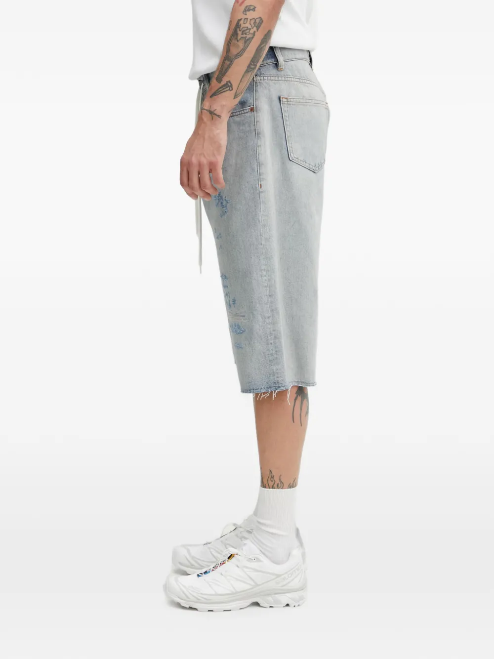 MM6 Maison Margiela Gerafelde shorts met trekkoord Blauw