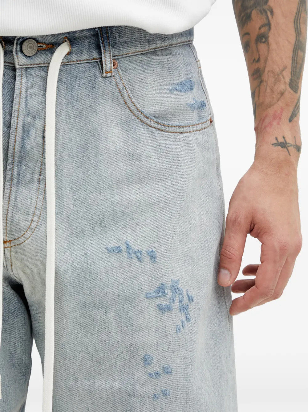MM6 Maison Margiela Gerafelde shorts met trekkoord Blauw