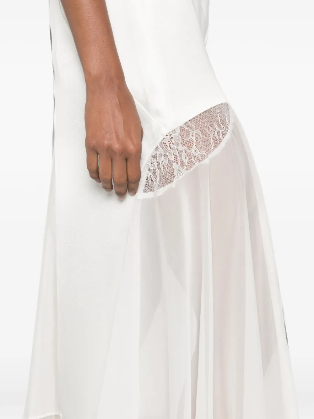 SIR. Ingrid midi-jurk met kanten afwerking Wit