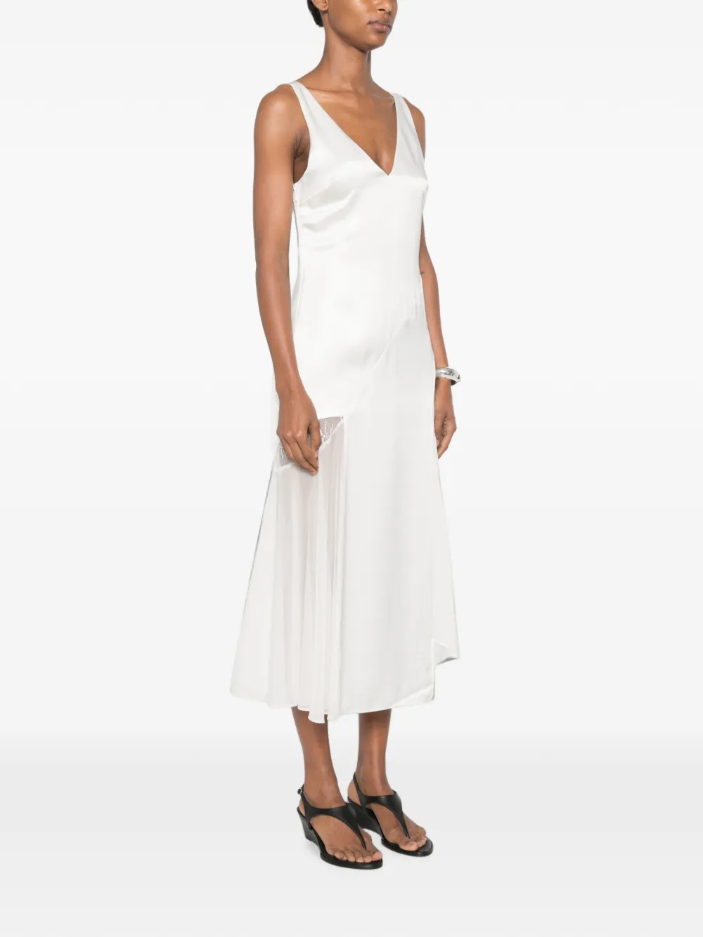 SIR. Ingrid midi-jurk met kanten afwerking Wit