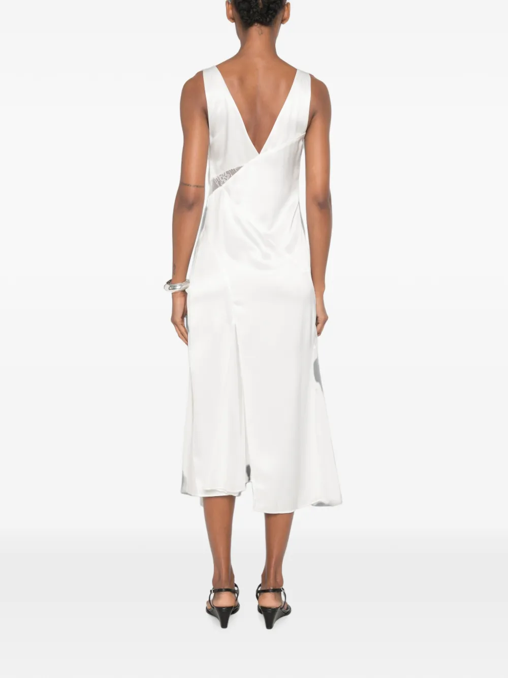 SIR. Ingrid midi-jurk met kanten afwerking Wit