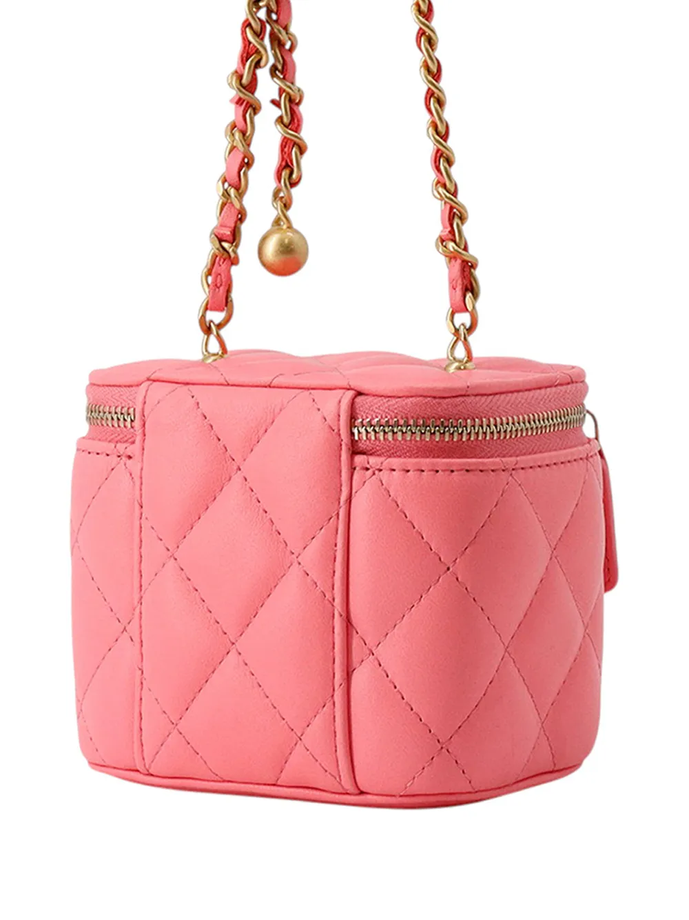  Chanel Pre-owned Trousse Make Up Pearl Crush Piccola In Pelle Di Agnello Trapuntata Con Catena 2021 - Rosa 