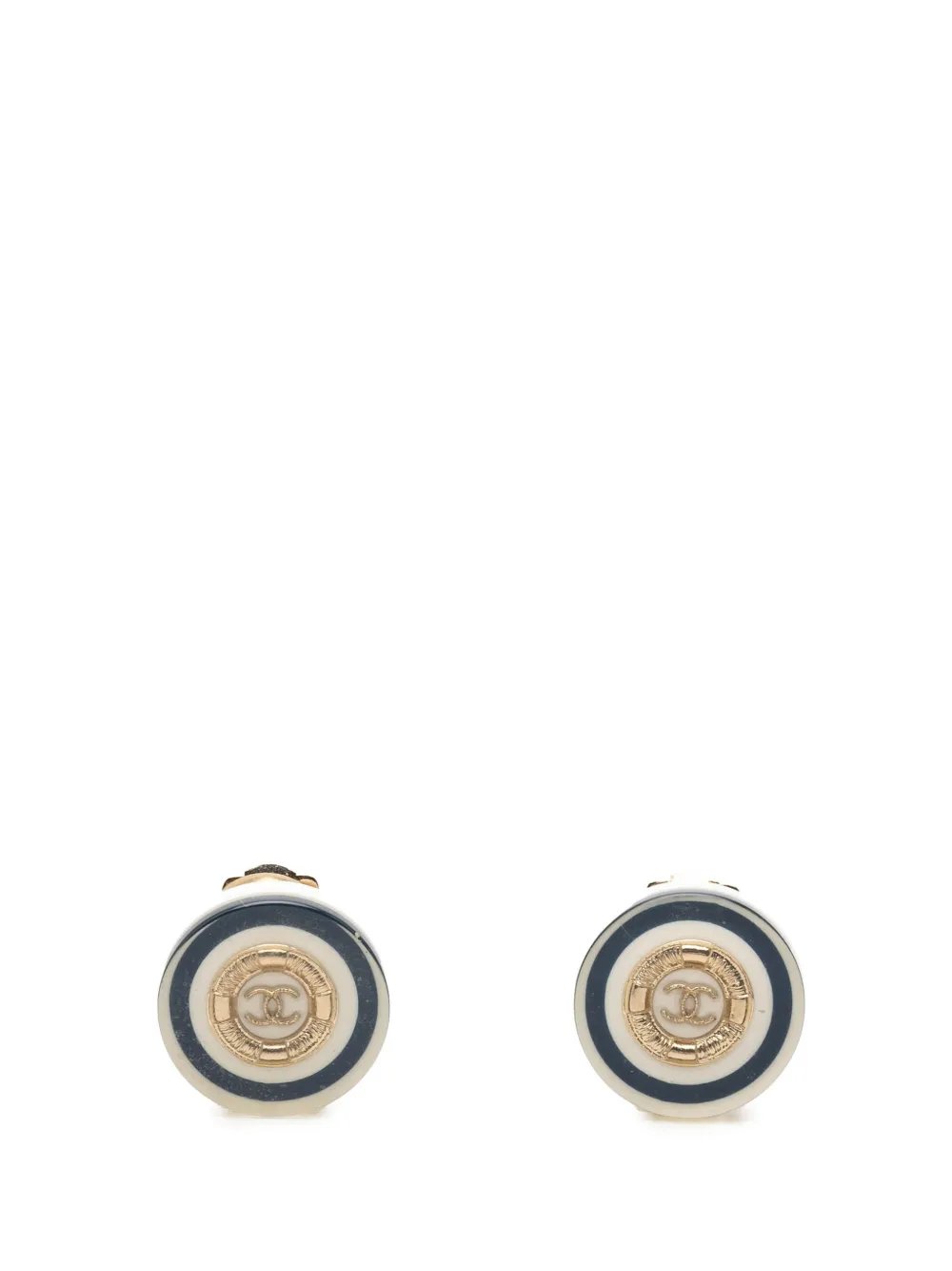 CHANEL Pre-Owned 2010 CC Gold Plated Resin Button Clip On Earrings costume earrings - Oro