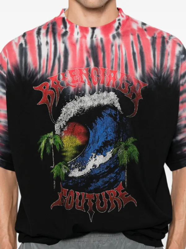 Balenciaga tie-dye graphic-print T-shirt | Black | FARFETCH