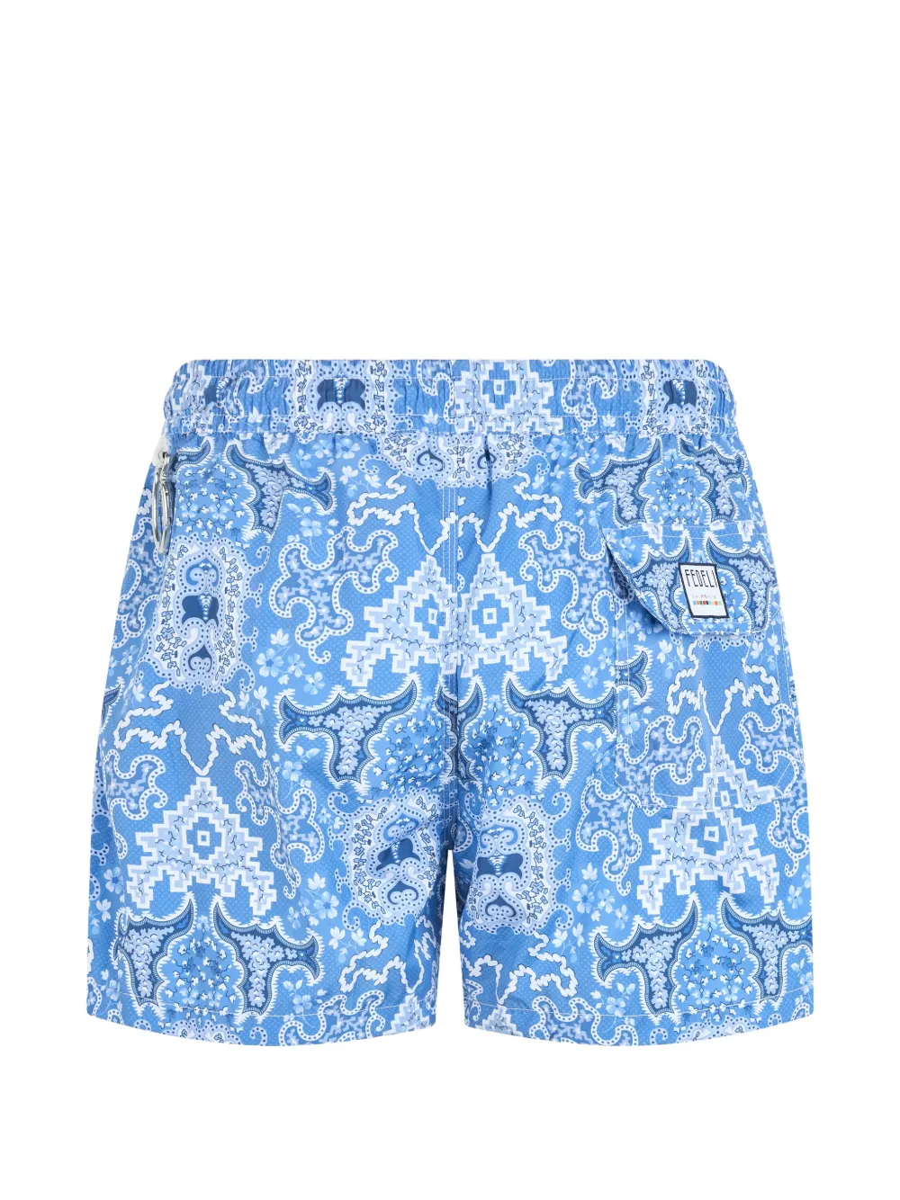  Fedeli Graphic-print Drawstring Swim Shorts - Bleu 