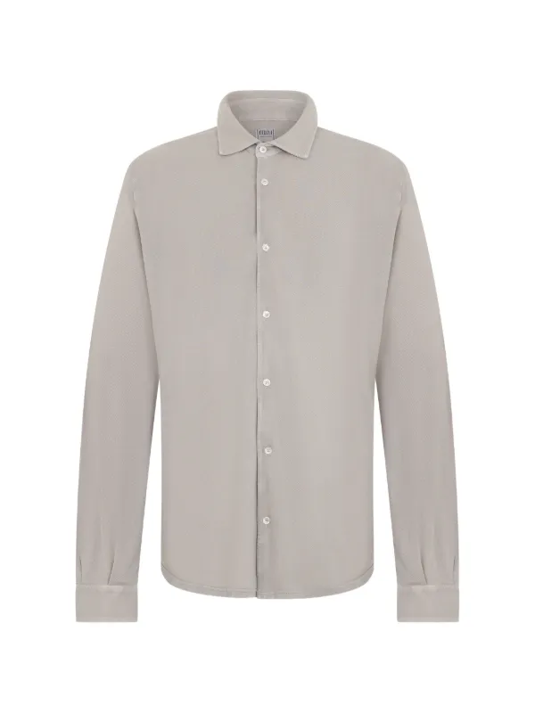 Fedeli Button-up Long-sleeve Shirt in Grey